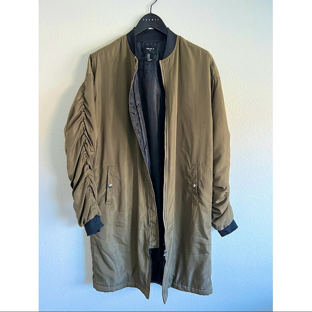 Forever 21 Trench Coat, dark olive green, medium